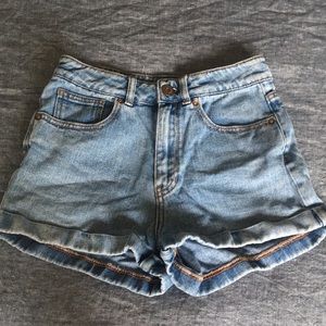 High rise denim shorts